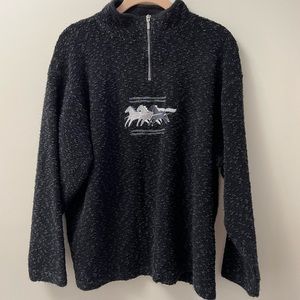 Brindar Wild Horses Size Large vintage embroidered fleece top